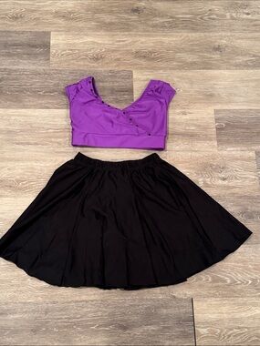 Baltogs dance costume Purple Crop Top and Black Skirt Set - stage ready